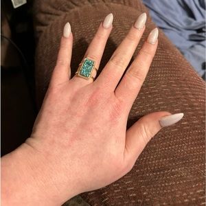 Kendra Scott Lenox ring w/ teal drusy stone, gently used.